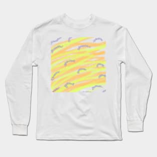 Orange green watercolor sparkle glitter art Long Sleeve T-Shirt